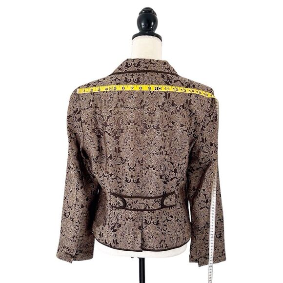 Liz Claiborne Women’s Brocade Brown and Tan Long Sleeve Blazer Size 14P - Picture 5 of 10